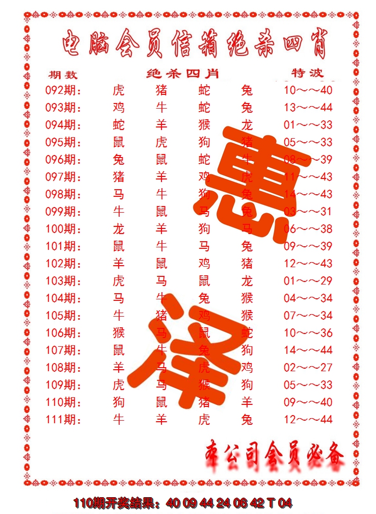 2024111期电脑会员-绝杀四肖