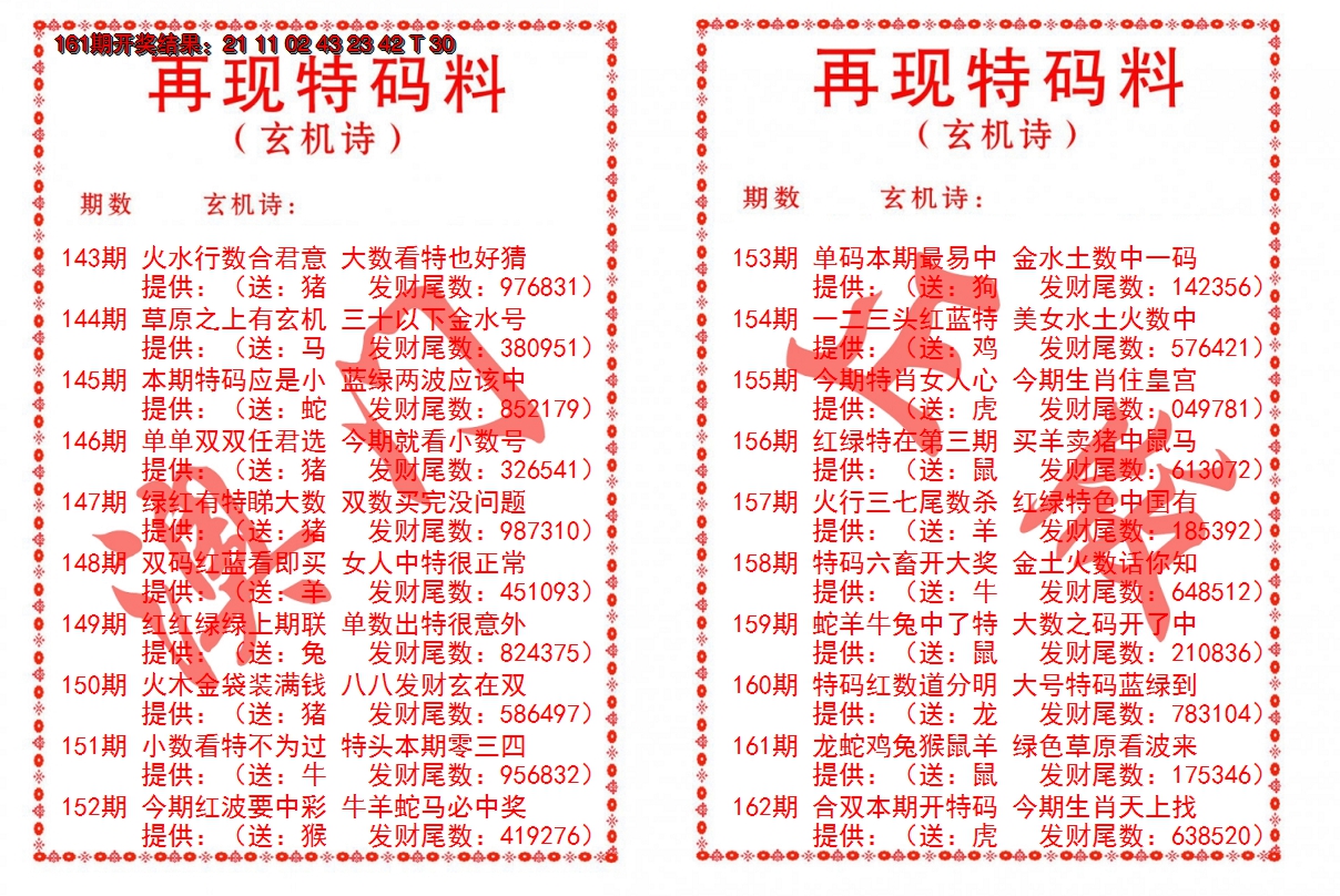 2024162期再现特码料