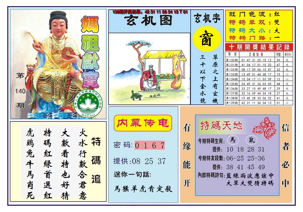 2024140期马祖献宝