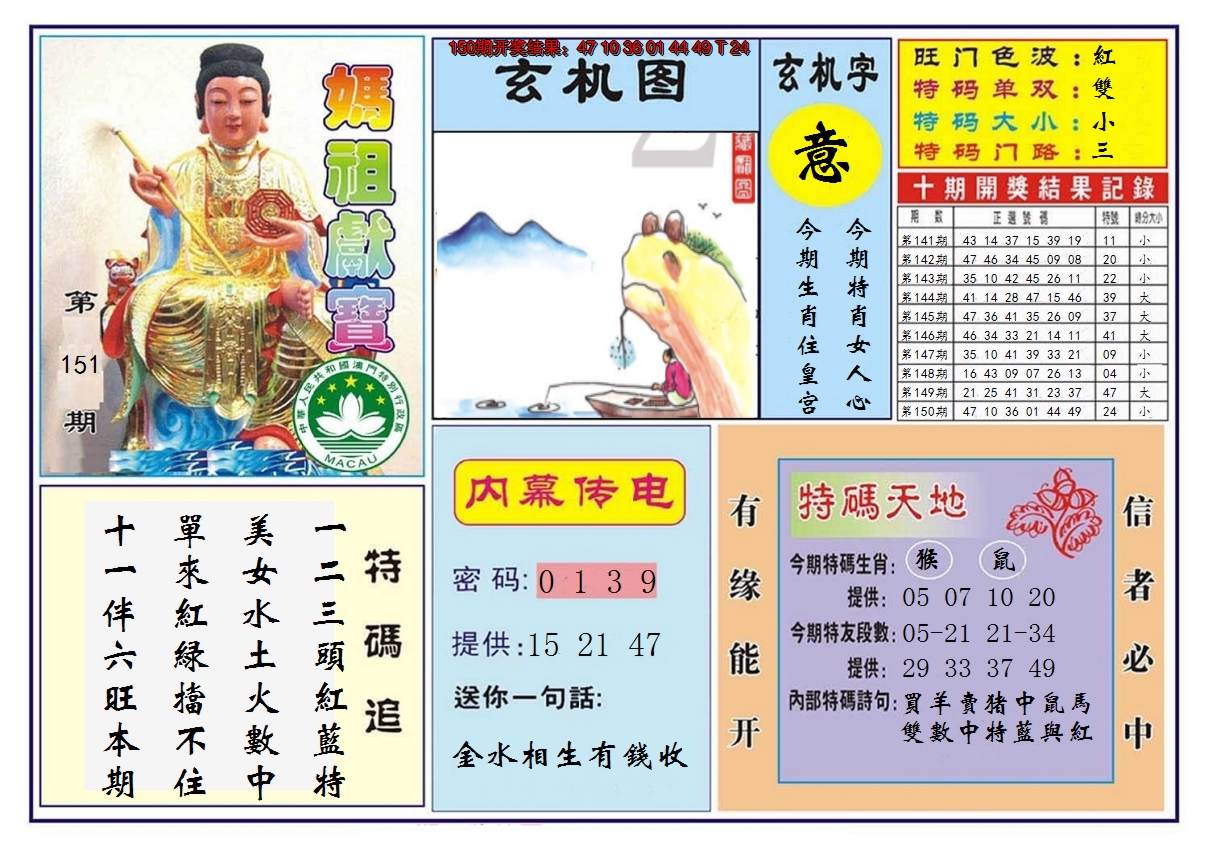 2024151期马祖献宝