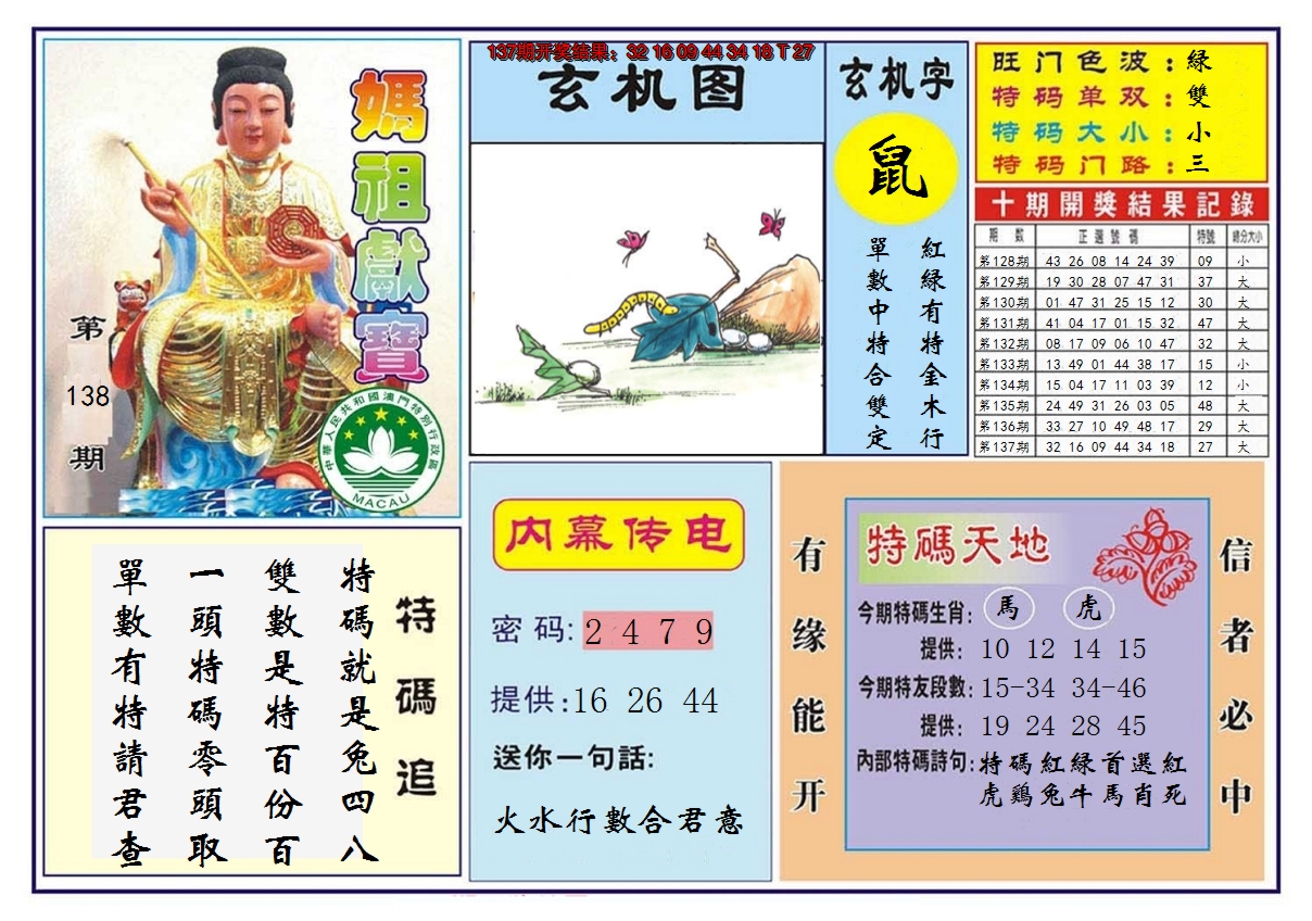 2024138期马祖献宝