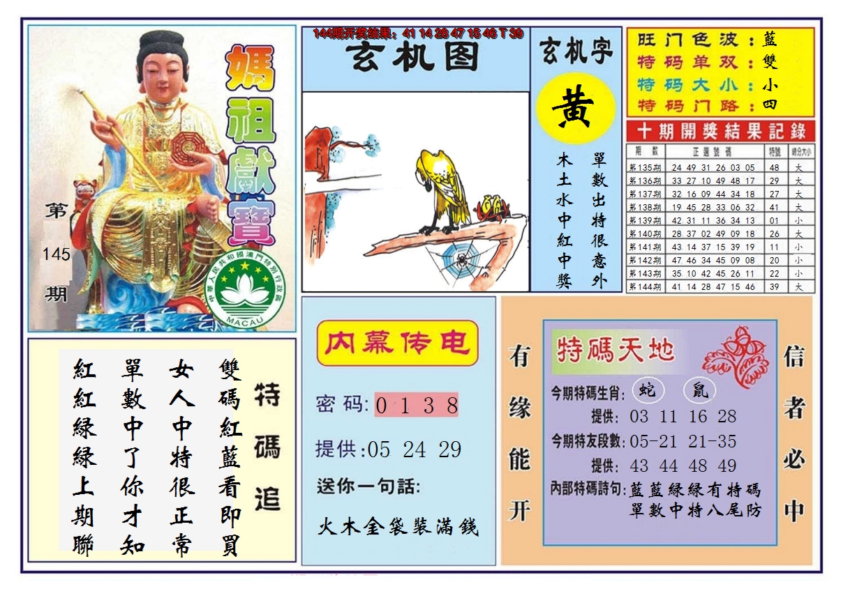 2024145期马祖献宝
