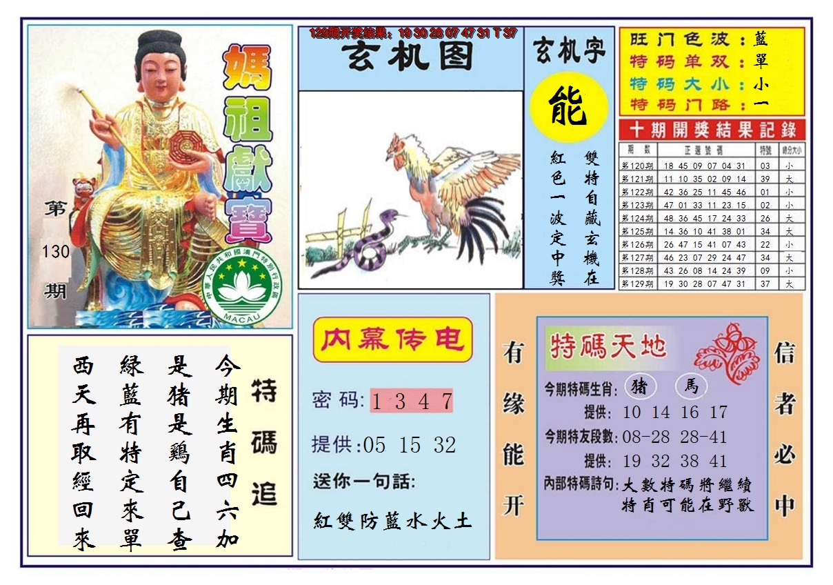 2024130期马祖献宝