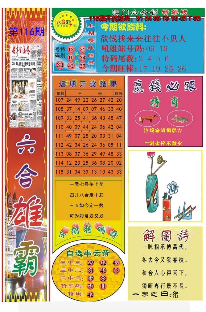 2024116期六合雄霸