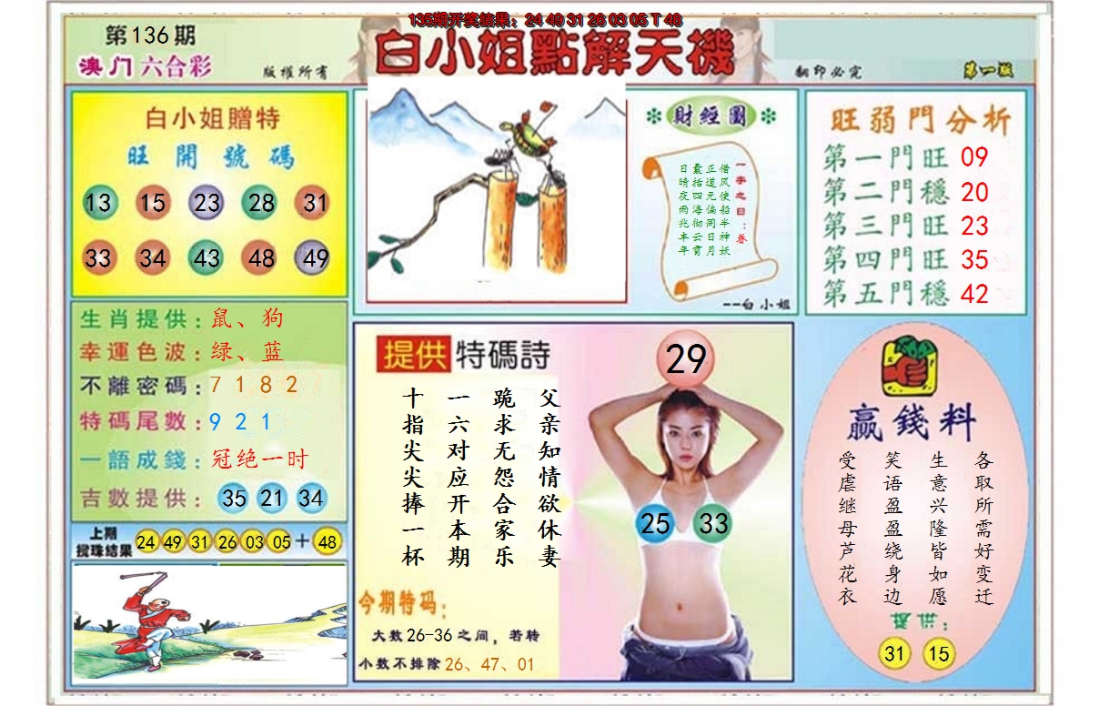 2024136期白小姐点解天机A