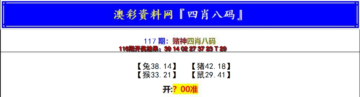 2024117期赌神四肖八码