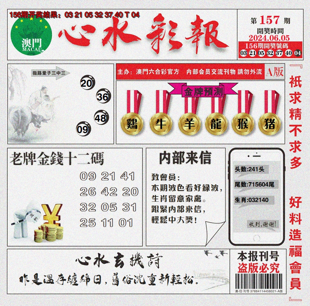 2024157期心水彩报