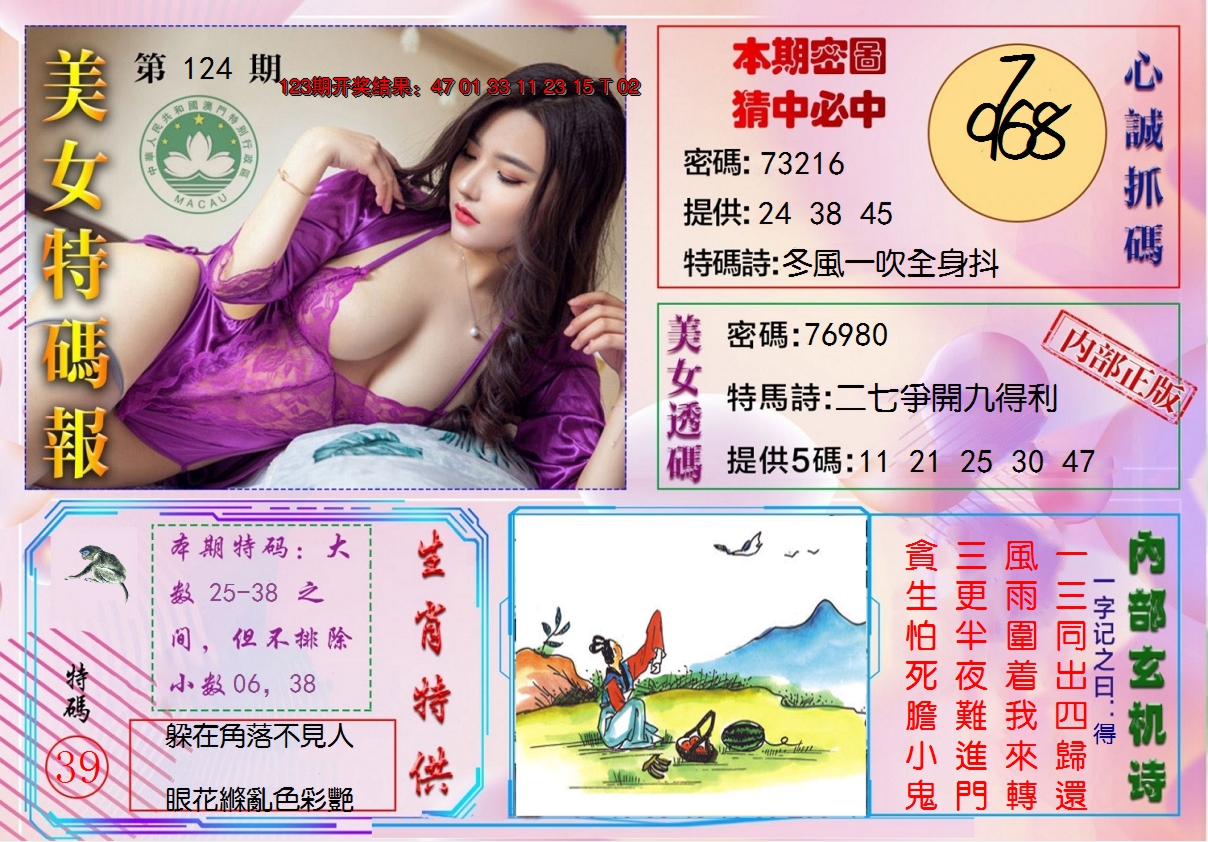 2024124期美女特码报