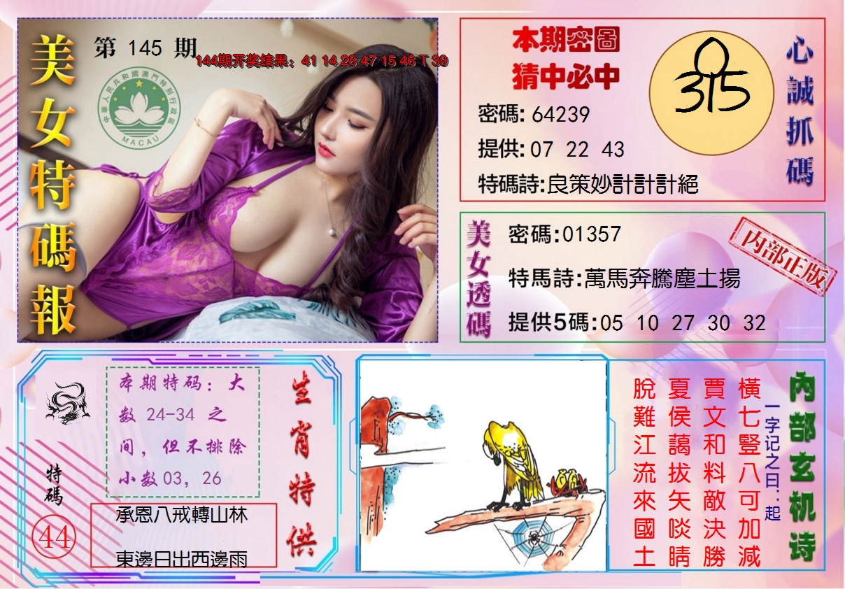 2024145期美女特码报
