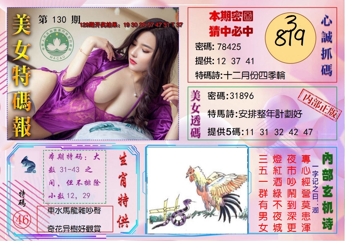 2024130期美女特码报