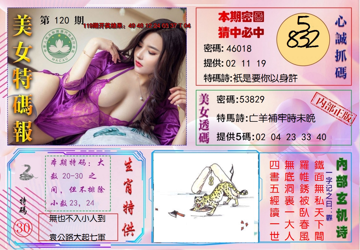 2024120期美女特码报