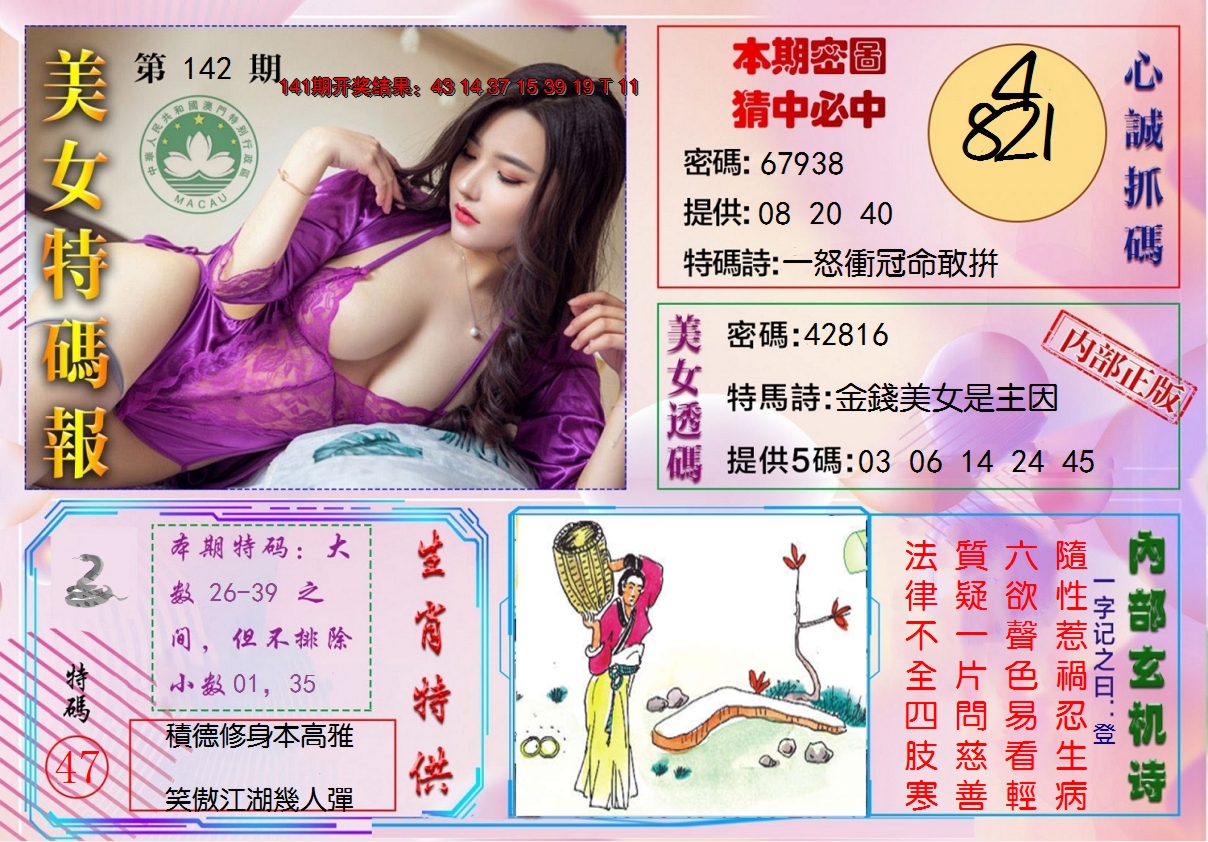 2024142期美女特码报