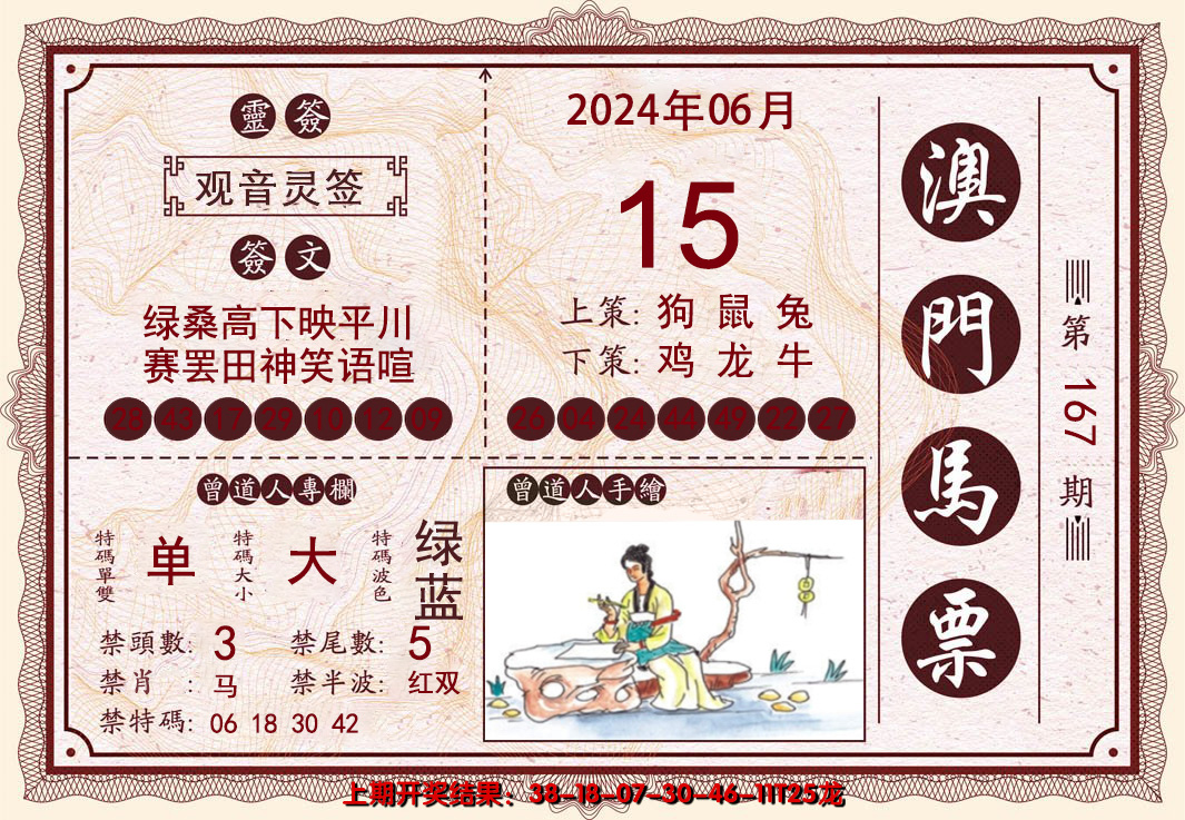 2024167期澳门马票
