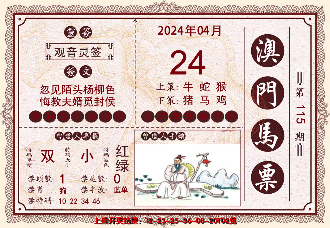 2024115期澳门马票
