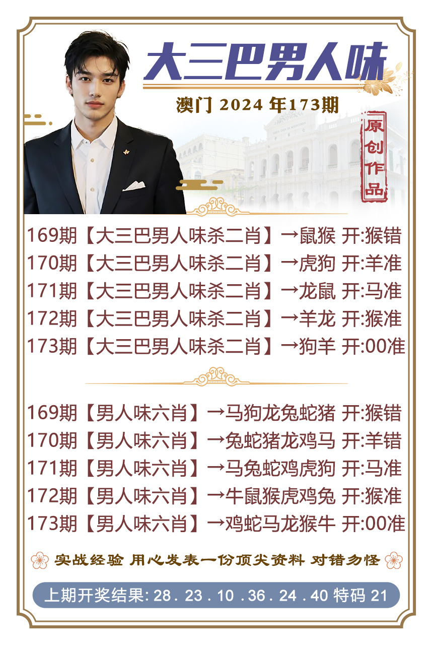 2024173期大三巴男人味
