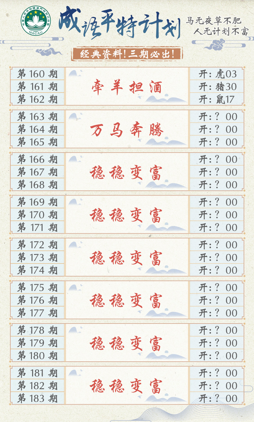 2024163期成语平特计划