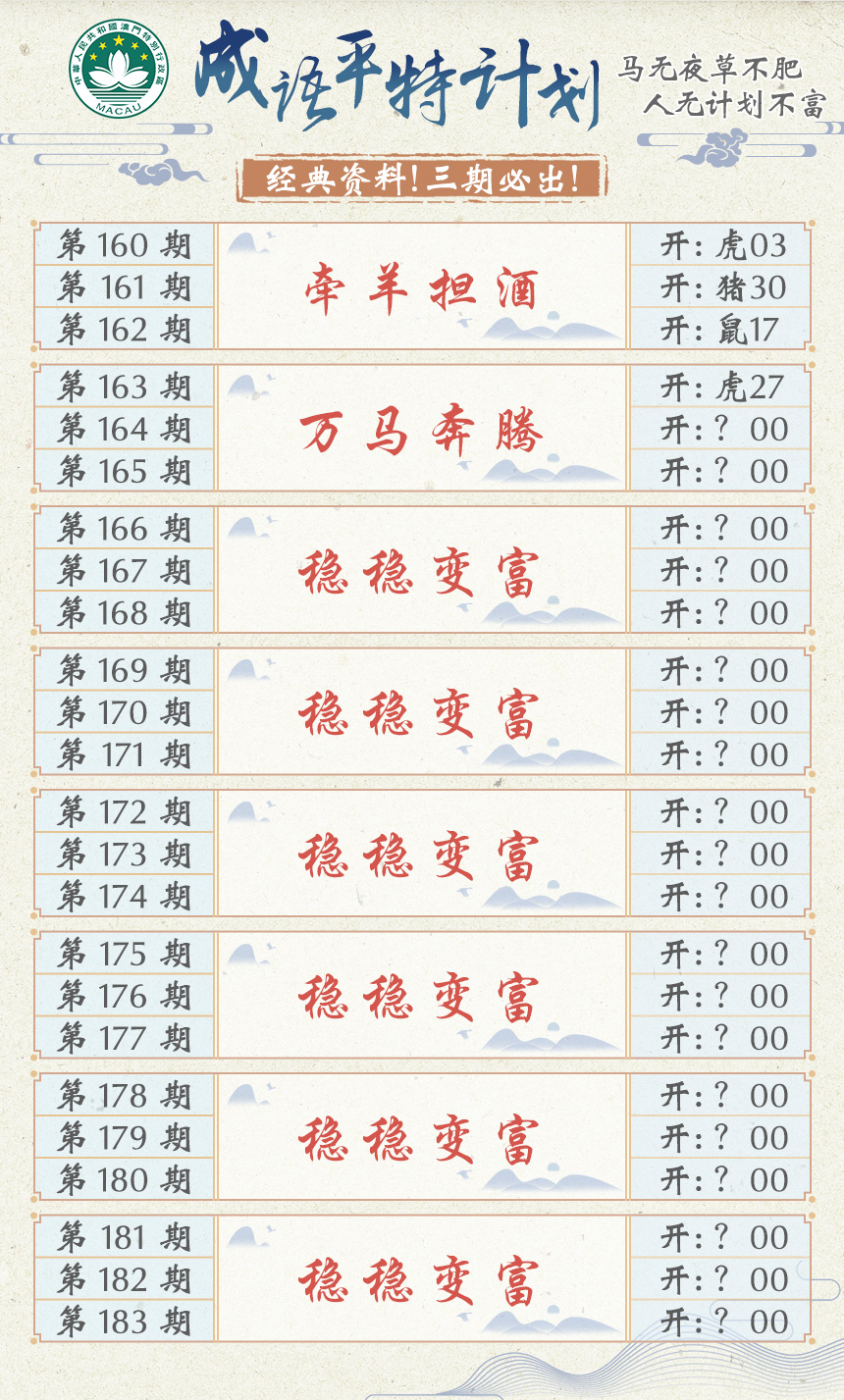 2024164期成语平特计划