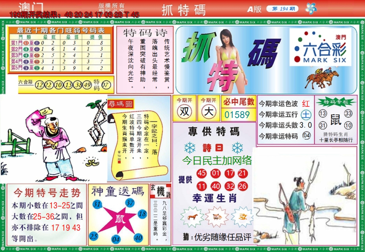 2024194期澳门抓特码A