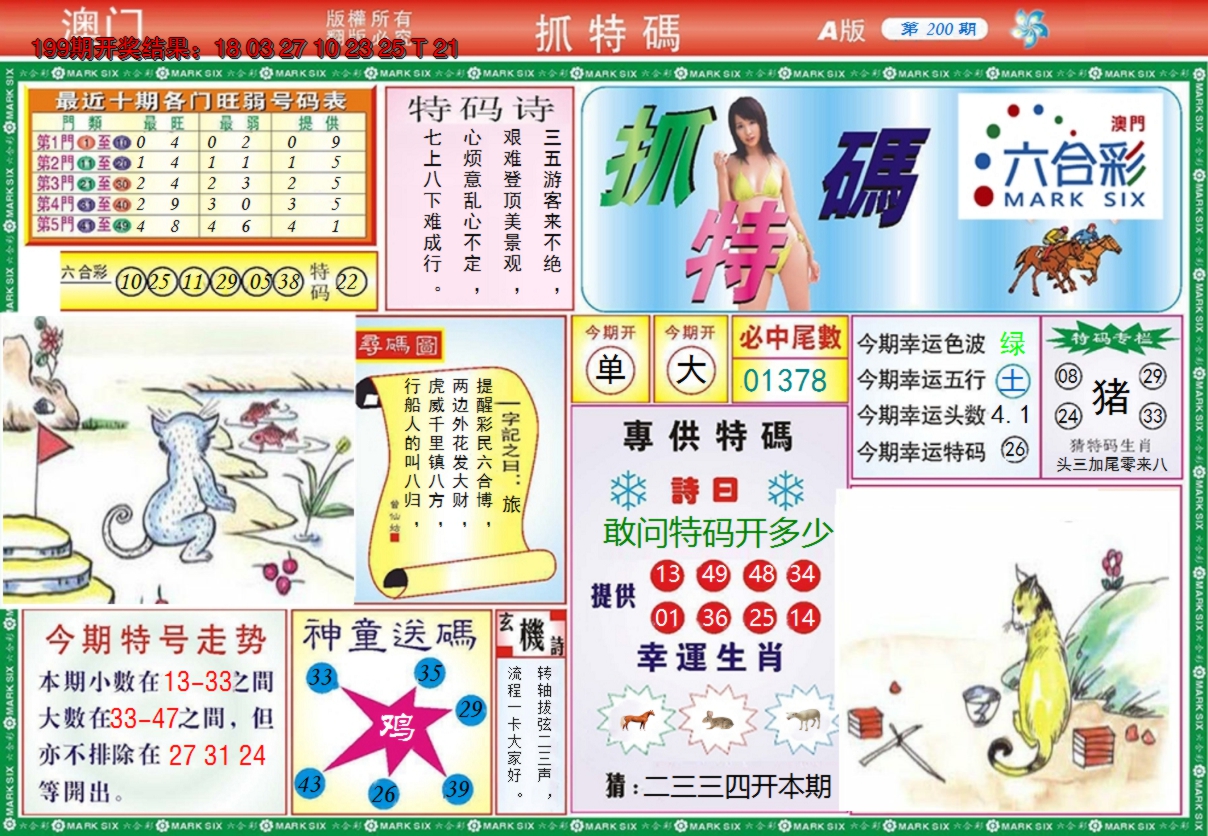 2024200期澳门抓特码A