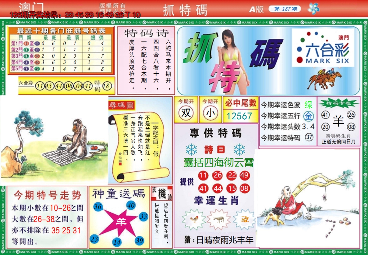 2024187期澳门抓特码A