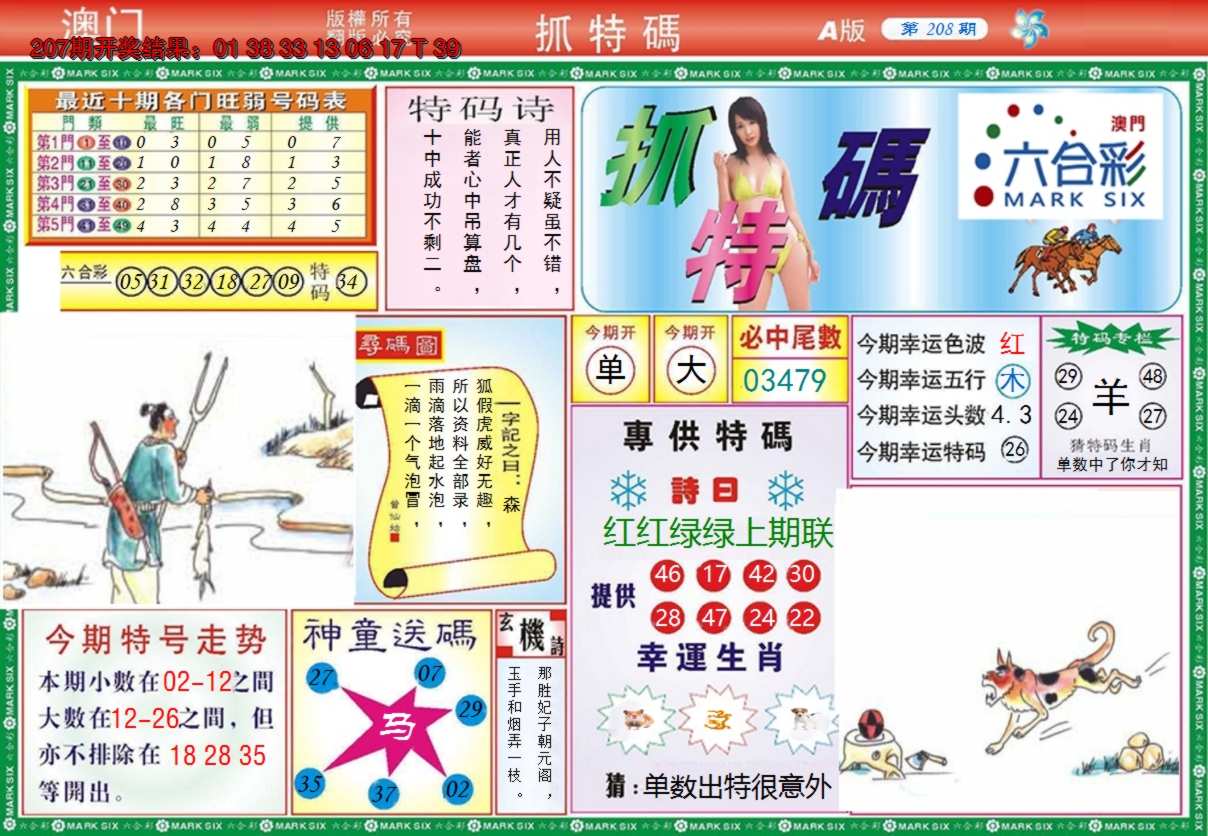 2024208期澳门抓特码A