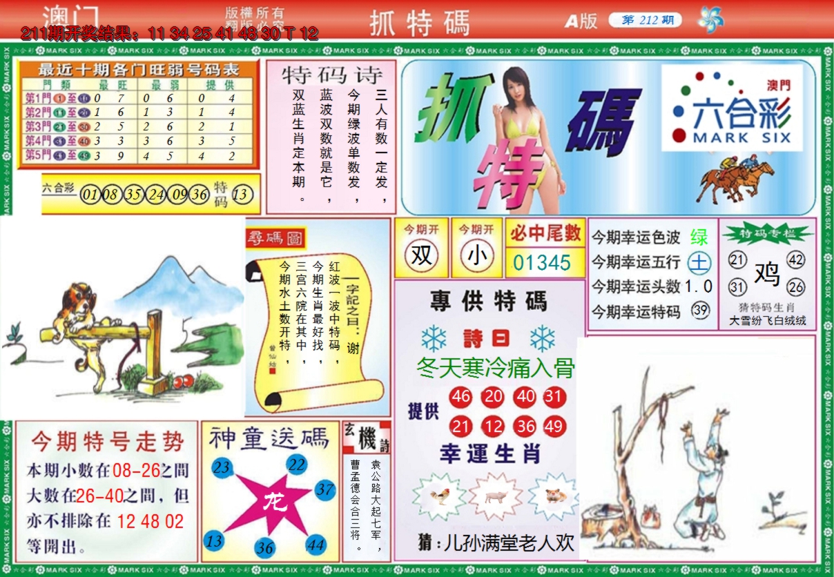 2024212期澳门抓特码A