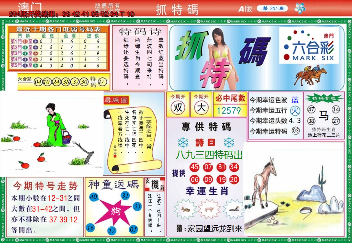 2024205期澳门抓特码A