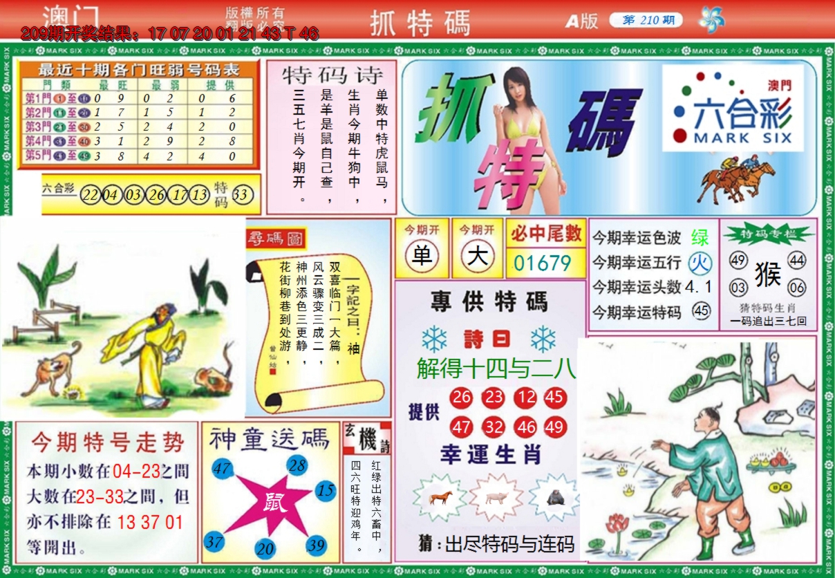 2024210期澳门抓特码A