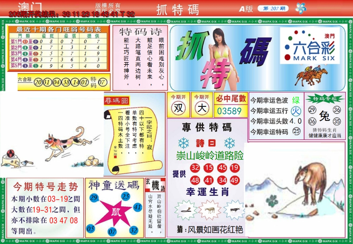 2024207期澳门抓特码A