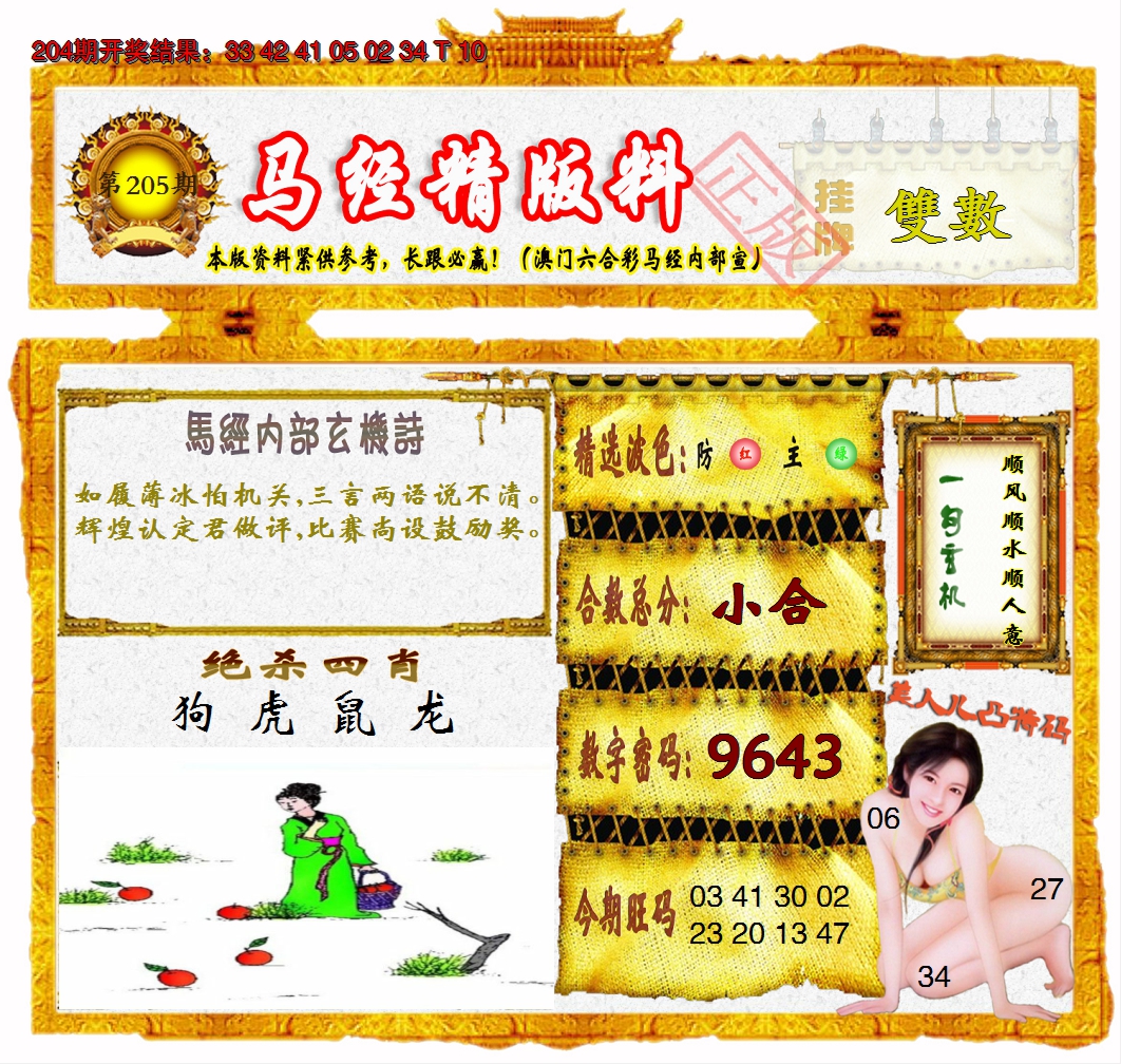 2024205期马经精版料