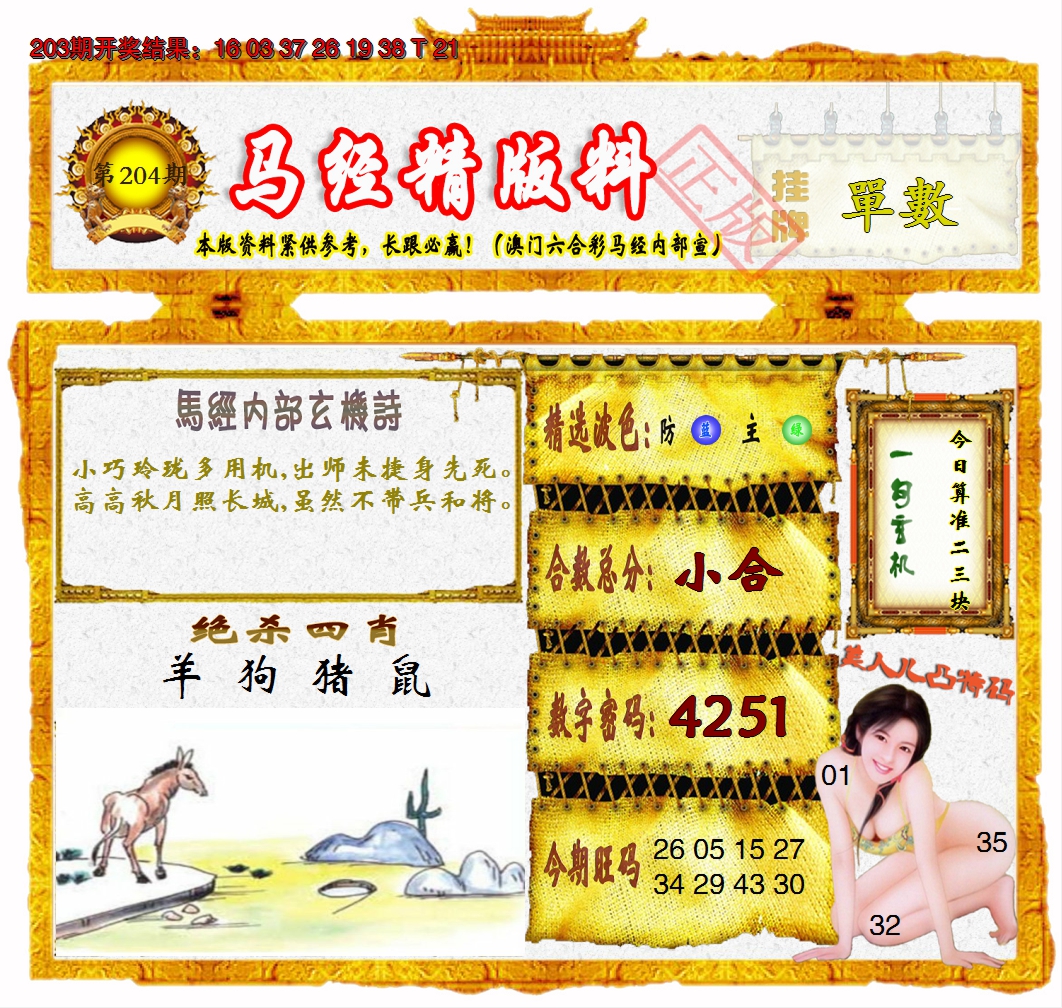 2024204期马经精版料