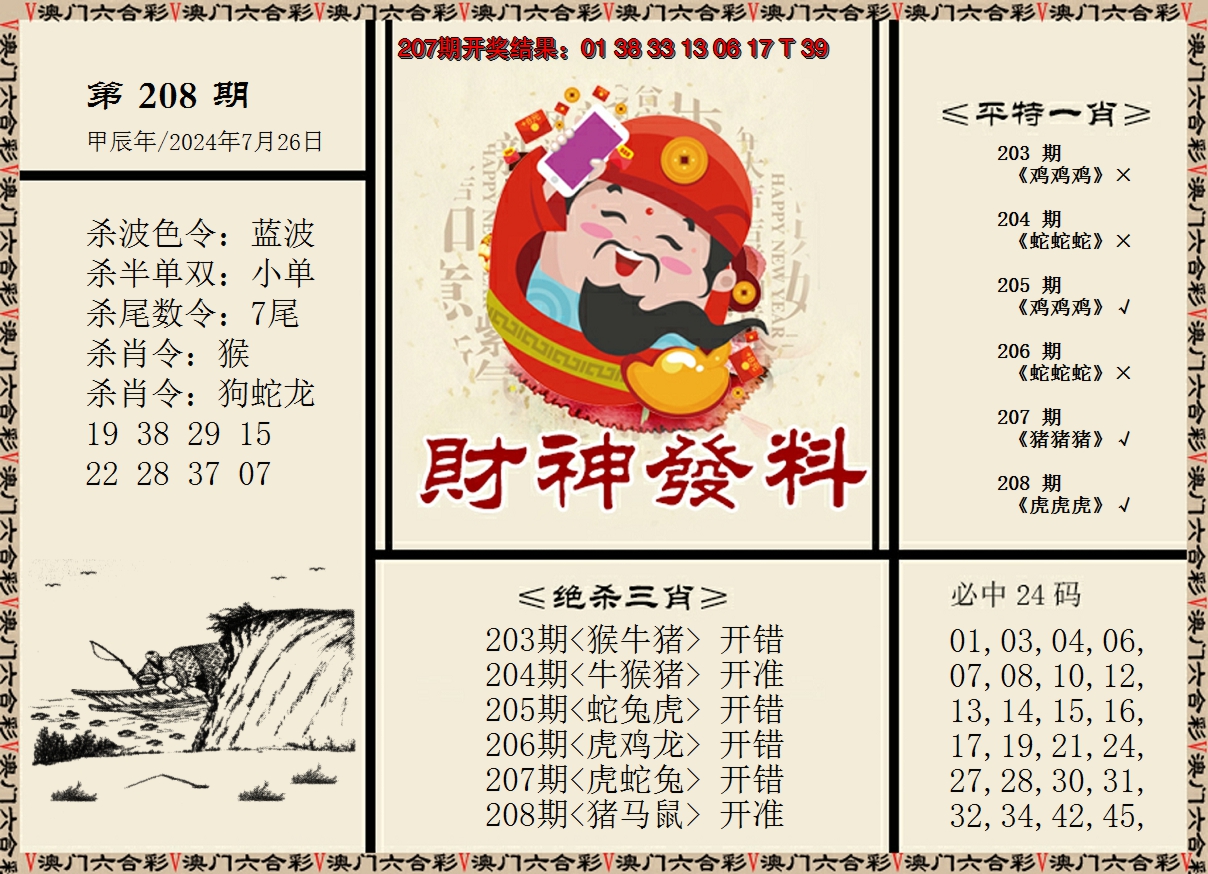 2024208期财神发料