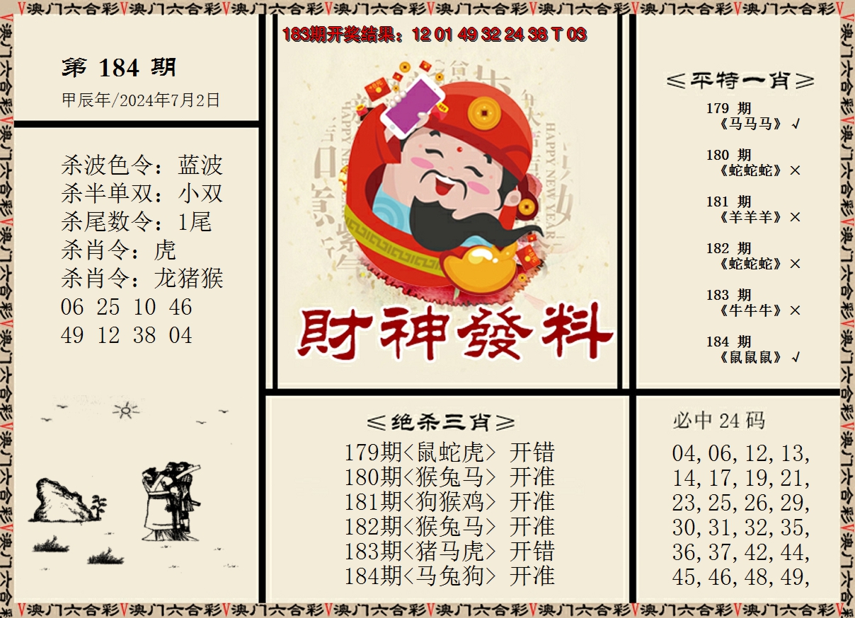 2024184期财神发料