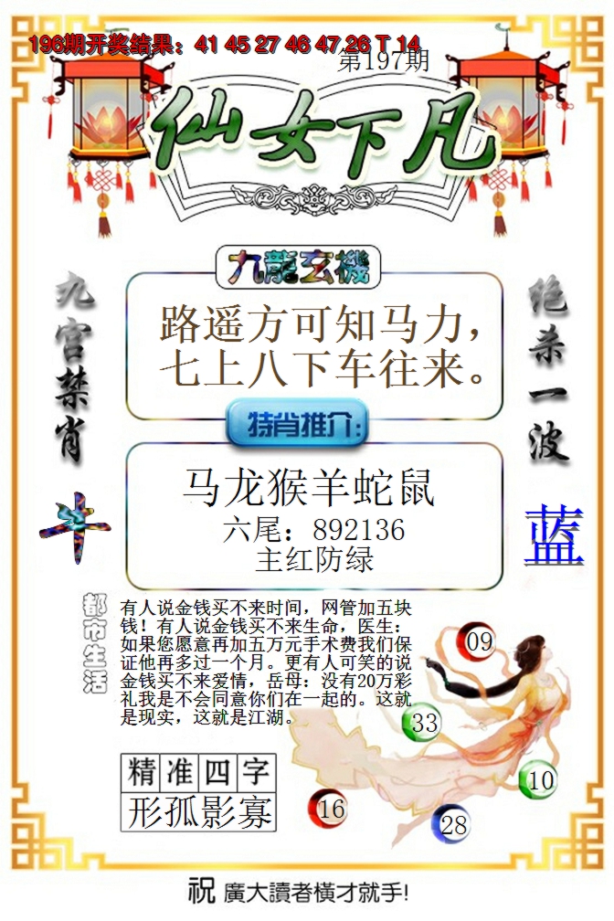 2024197期仙女下凡