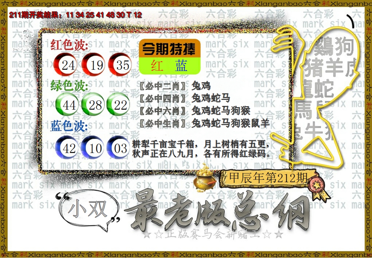 2024212期最老版总纲