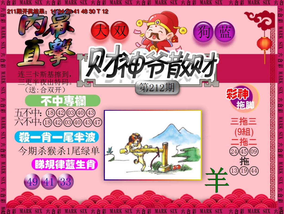 2024212期财神爷散财