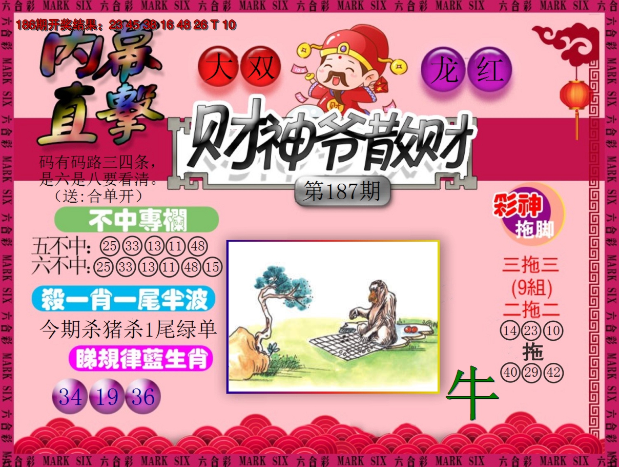 2024187期财神爷散财