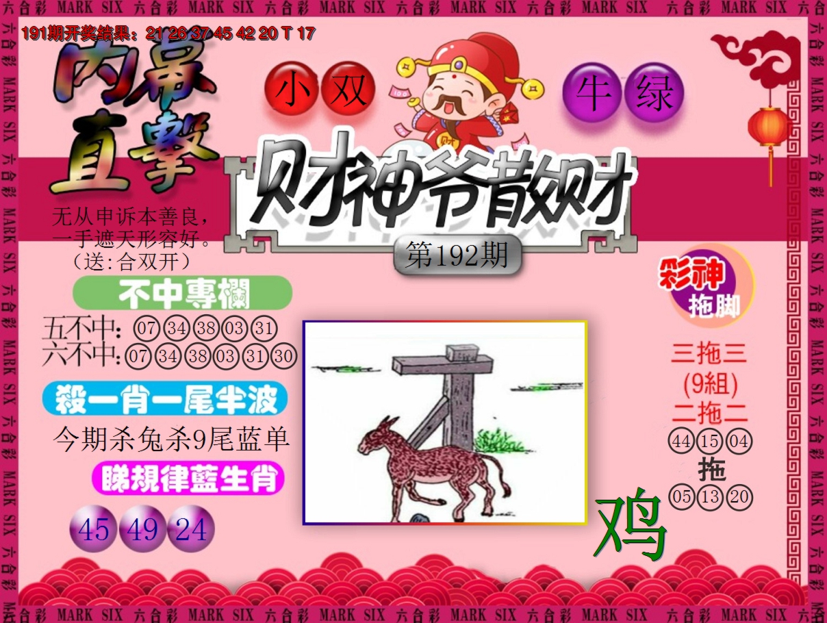 2024192期财神爷散财