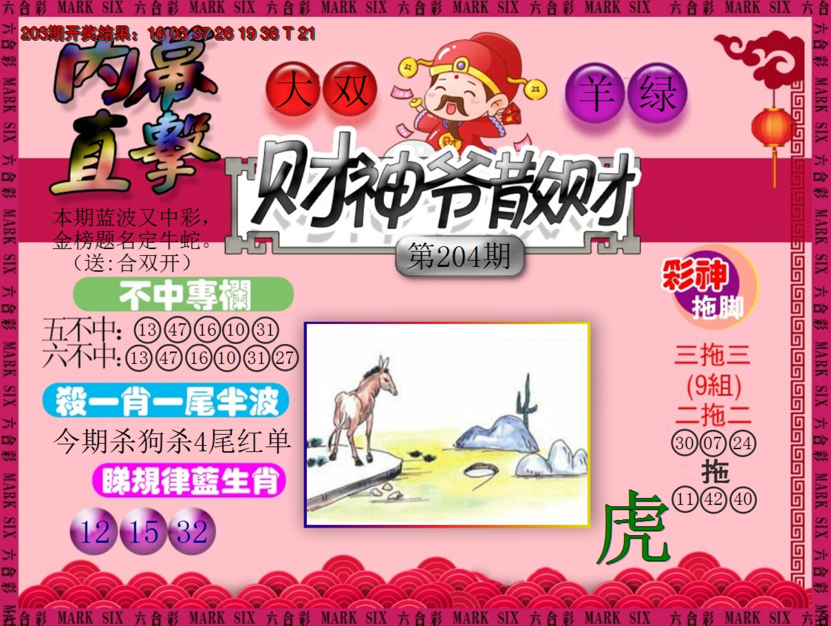 2024204期财神爷散财