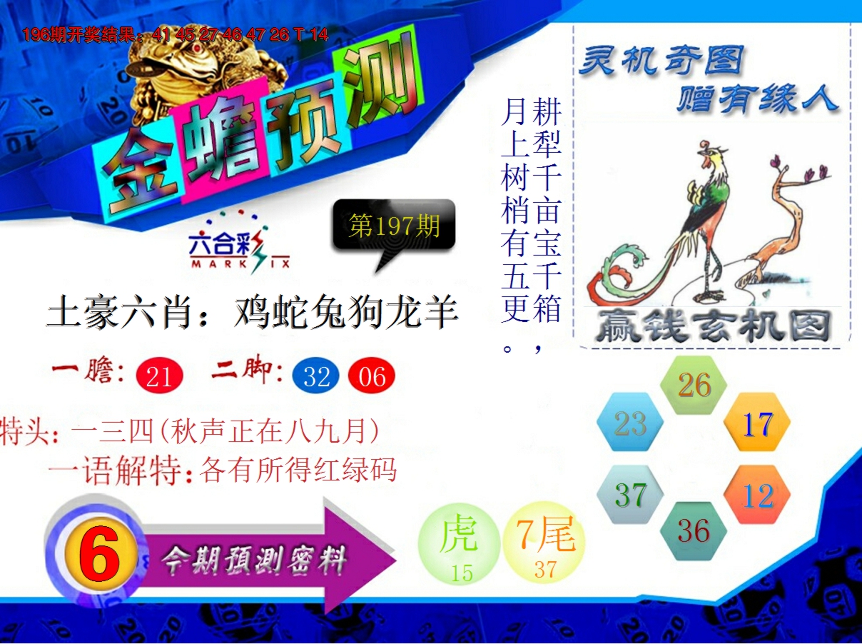 2024197期金蟾预测