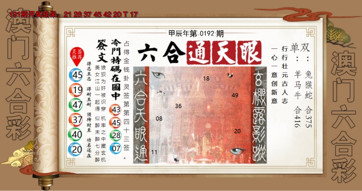 2024192期六合通天眼