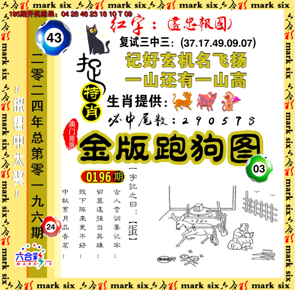 2024196期金版跑狗图