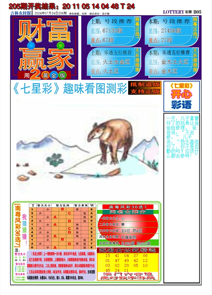 2024206期七星彩图A