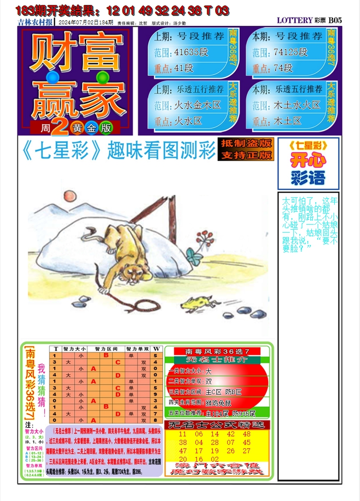 2024184期七星彩图A