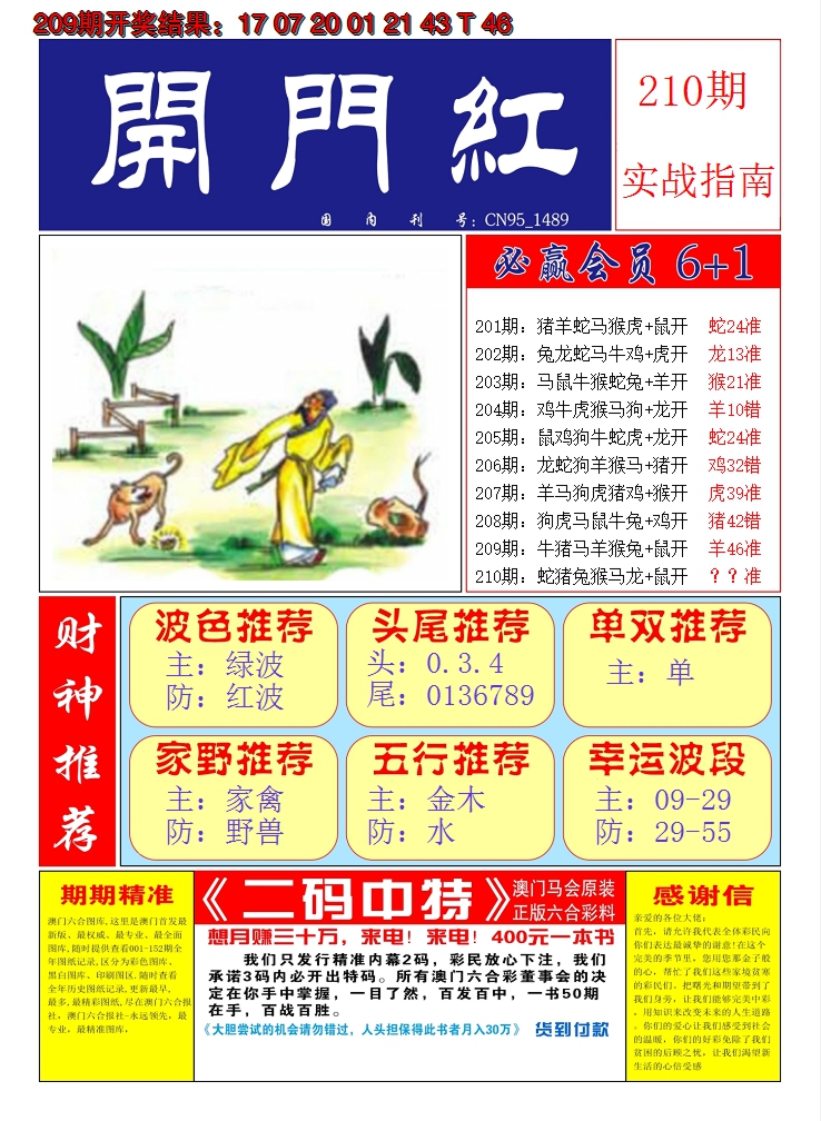 2024210期澳门开门红A