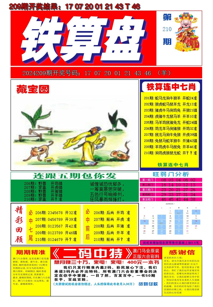 2024210期澳门铁算盘A