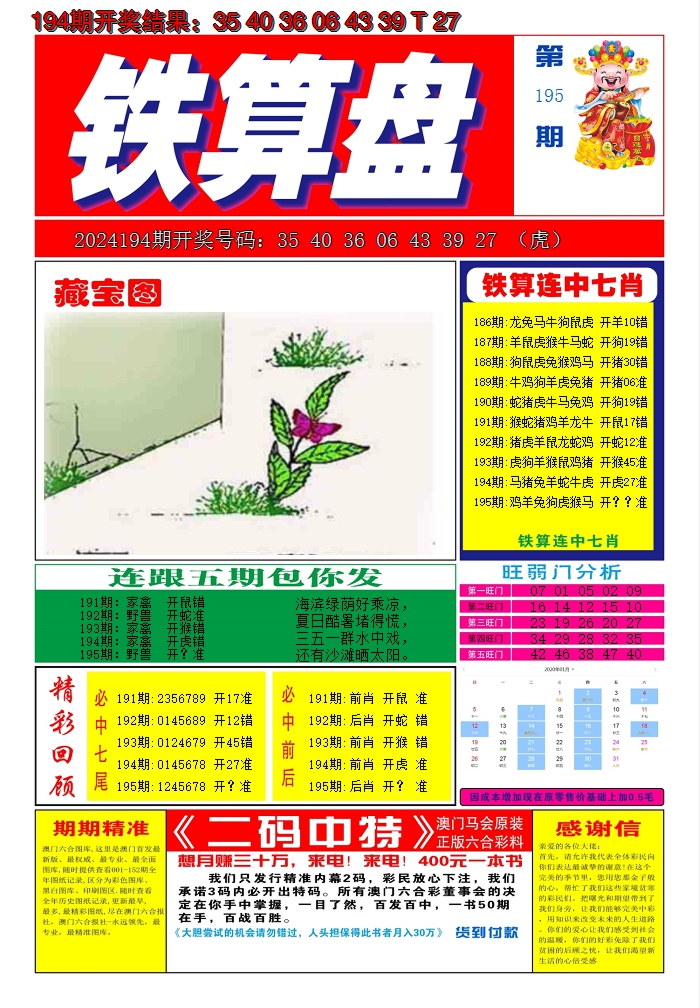 2024195期澳门铁算盘A
