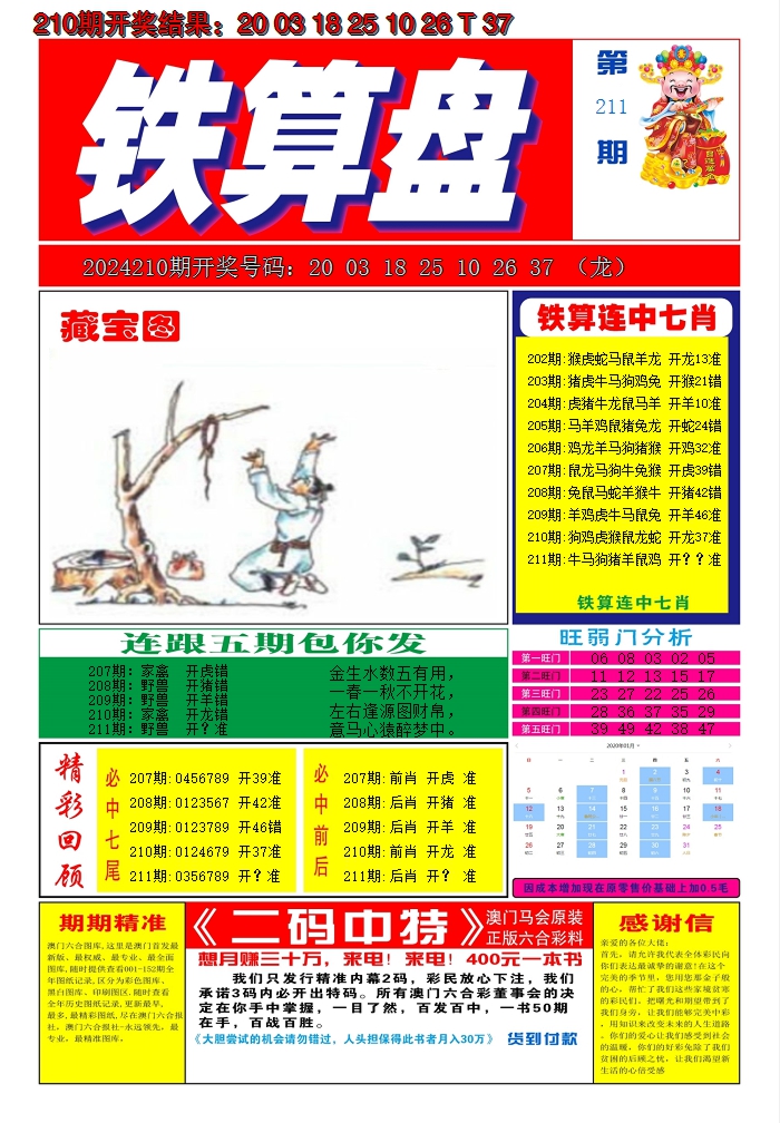 2024211期澳门铁算盘A