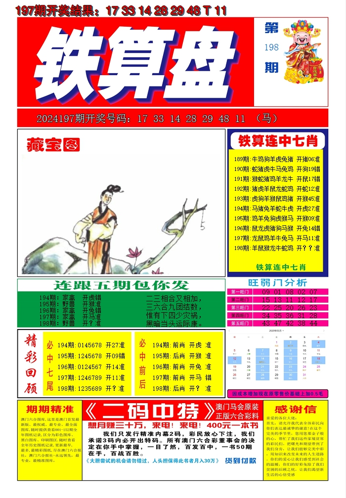 2024198期澳门铁算盘A