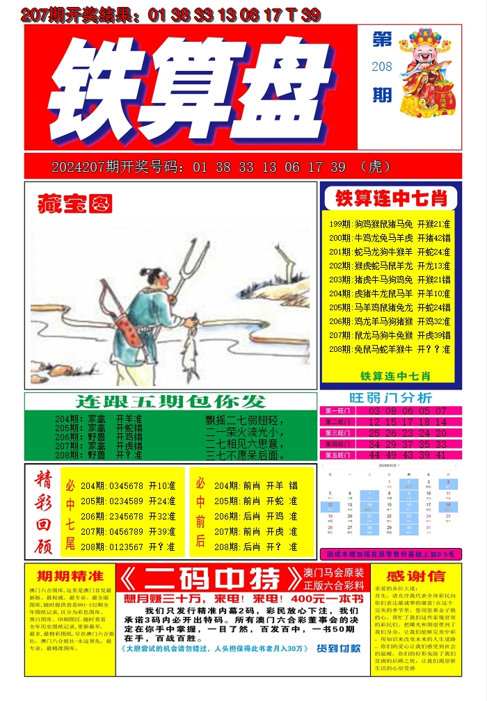 2024208期澳门铁算盘A